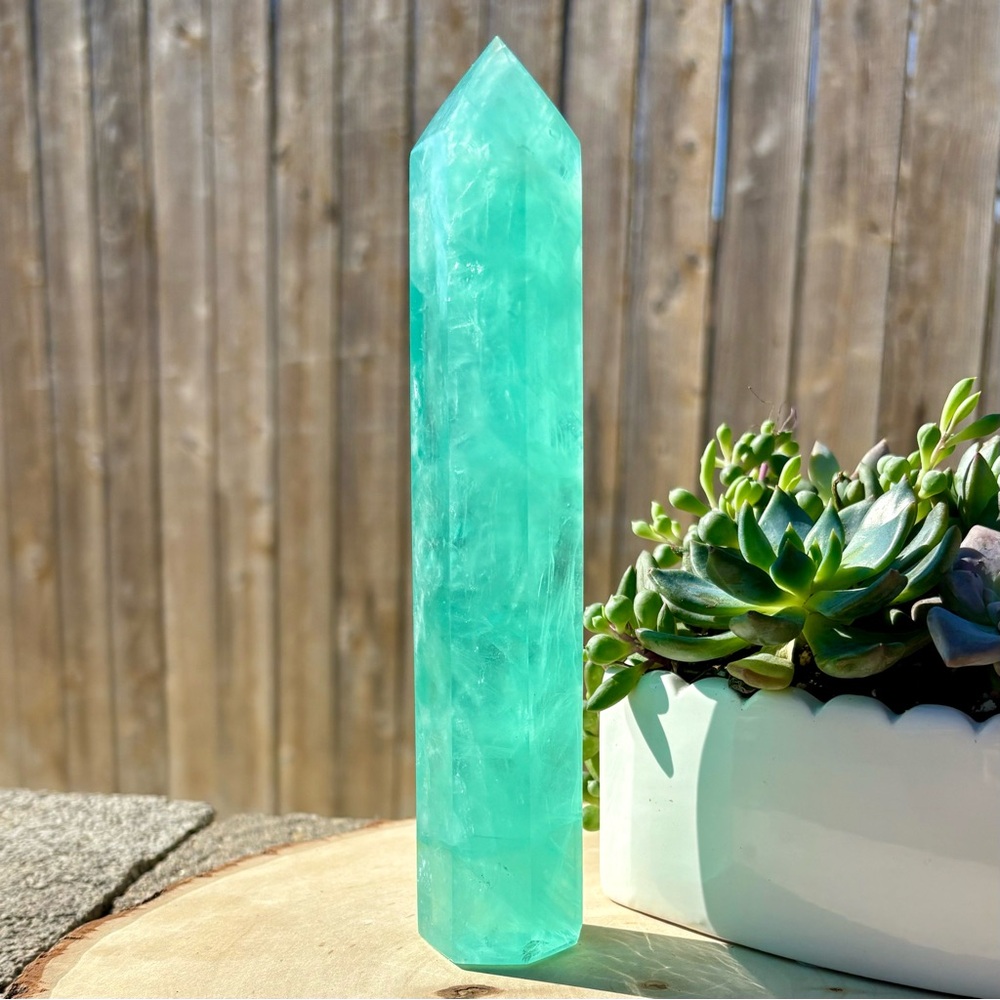 Extra Large Green Fluorite Crystal Tower